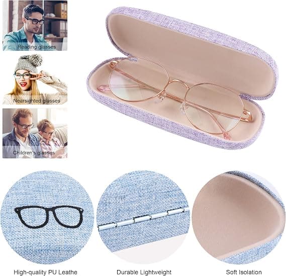 Pcs Hard Glasses Case, Portable Linen Canvas Hard Glasses Case Pr
