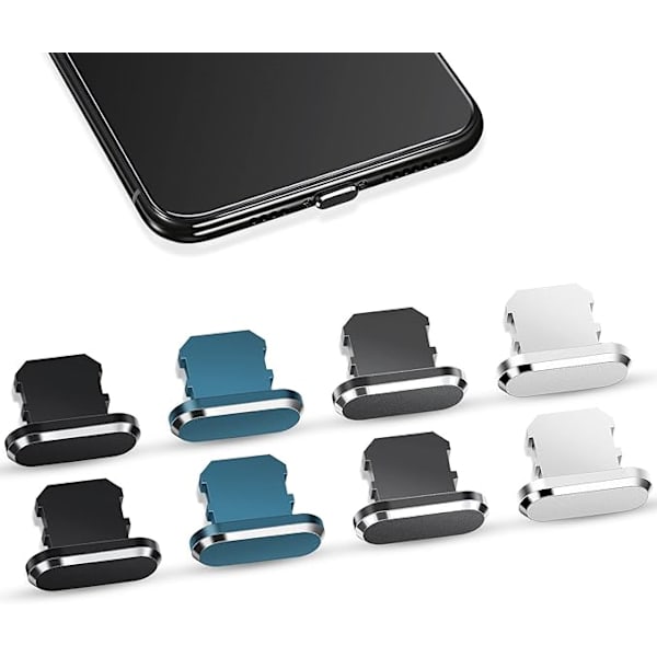 8 st dammskydd, dammskydd, laddningsskydd, kompatibla med iPhone 11 12 Pro Max/X/XS/XR 7 8 Plus iPad Mini/Air