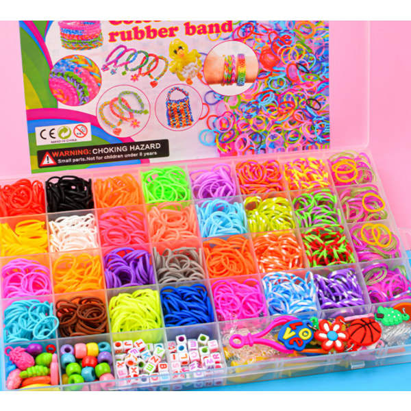 40 rutenett regnbue håndflette DIY farge gummibånd barn