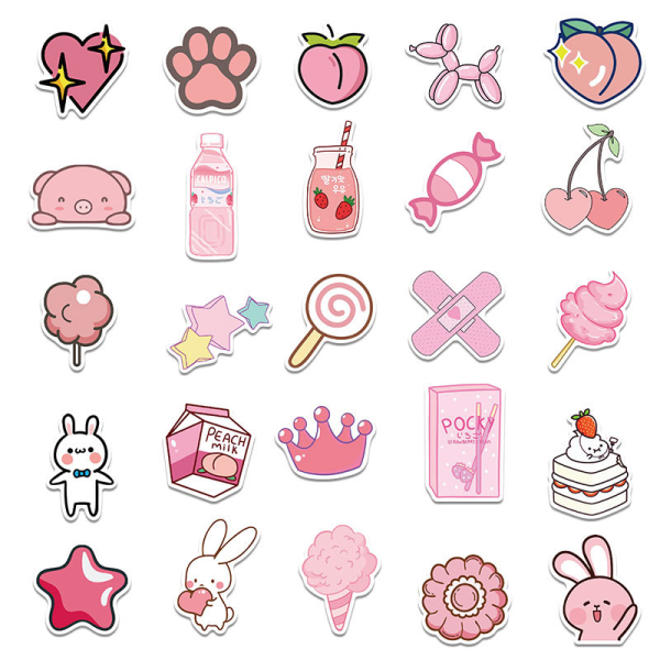 Barns rosa vattenflaska dekal klistermärke, 50 Pack/Piece Childr