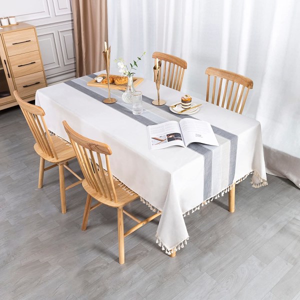 Grå bordsduk - Rektangulär bomullslinned bordsduk 140x240cm