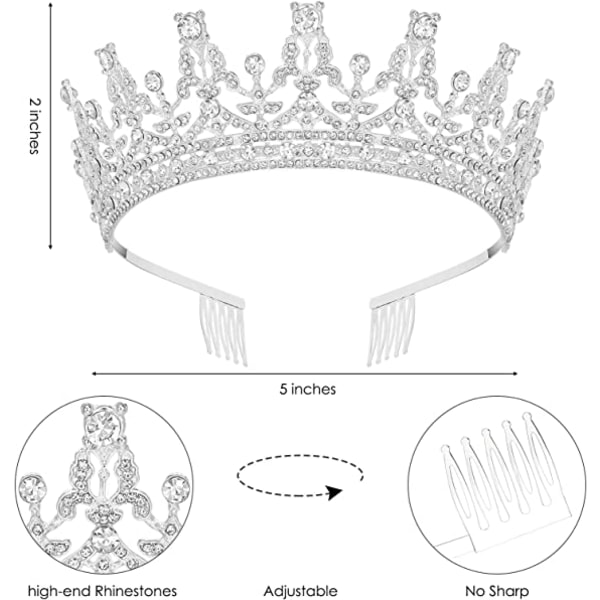 Fuld diamantkrone (sølv), brudehovedbeklædning, bryllupshårbånd