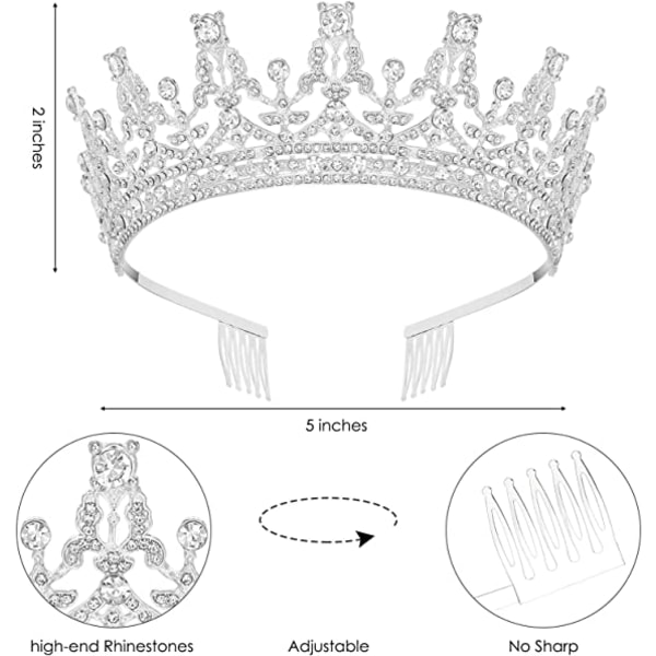 Fuld diamantkrone (sølv), brudehovedbeklædning, bryllupshårbånd