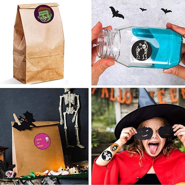 1000 stk. Halloween-klistermærker, troldmandshat, heks, flagermus, selvklæbende P