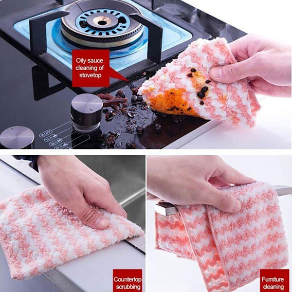 5PCS Mikrofiber Rengjøringsklut Rag Håndkle Skurepute Retter