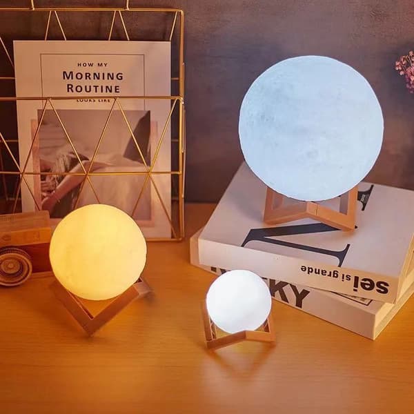 3D Månelys 1 stk, LED Månelys Touch 3 farver, 15cm/5,9 tommer