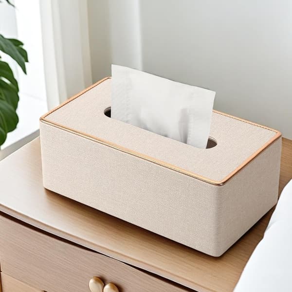 Mode Læder Tissue Box - Perlehvid - 25*13.5*10.5cm - 1 stk