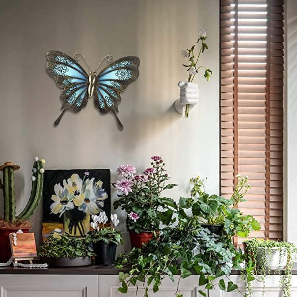 Metall sommerfugl veggkunst utendørs hage gjerde dekorasjoner glass