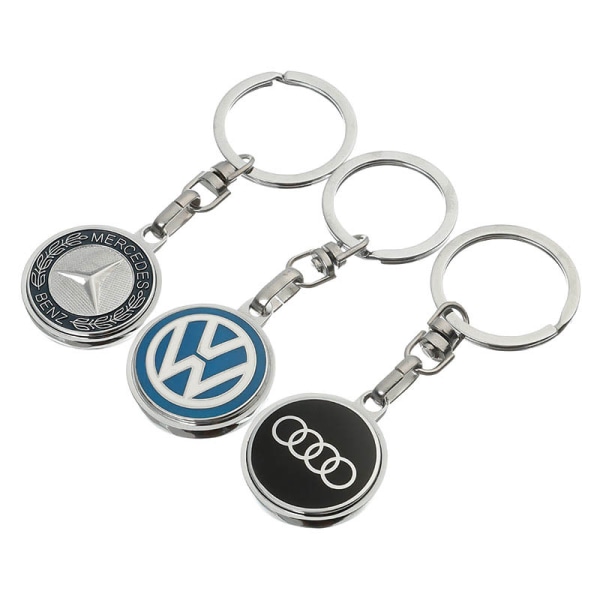 Tredelad emalj Volkswagen Audi Benz bil nyckelring med logotyp i metall