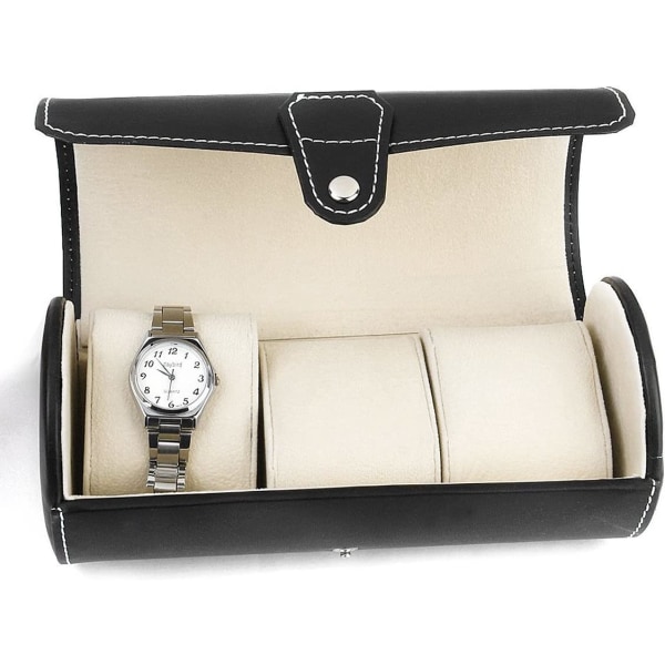Urkasse Display Box Organizer, PU Display Opbevaringsboks med 3 Kompa