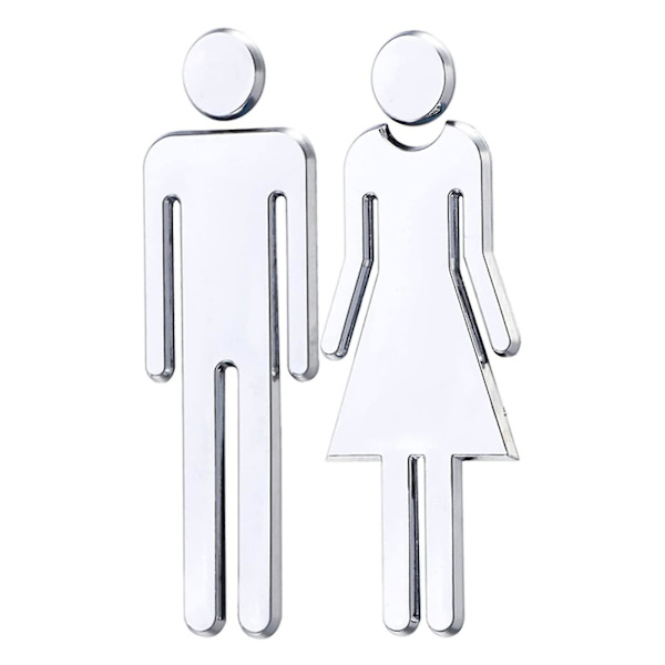 1 par (12 cm) toiletskilte, mænds og kvinders toilet dør klistermærke