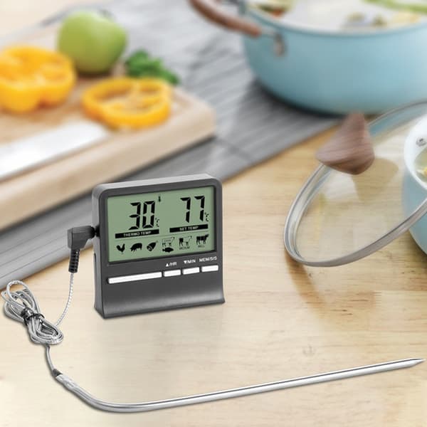 1PCS Digital Kökstermometer med Sond Stor LCD-skärm Ti
