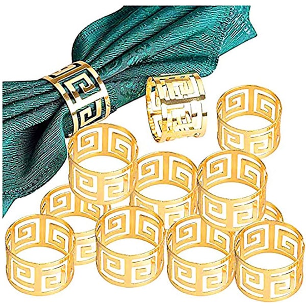 (12 stk. - Guld) Servietringe og -holdere, 6/12 stk. Metal Serviet