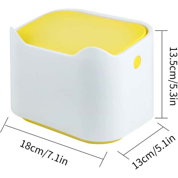 Liten (gul+hvit) søppelbøtte for bord, bærbar søppelbøtte for minibord C