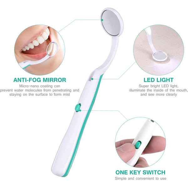 Dental LED Spejl Mund Tand Inspektion Tandspejl med Brig