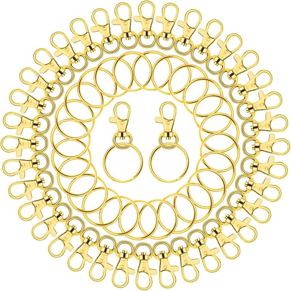 Guld nøglering til håndværk, 100 stk. nøglering hardware kit Inc