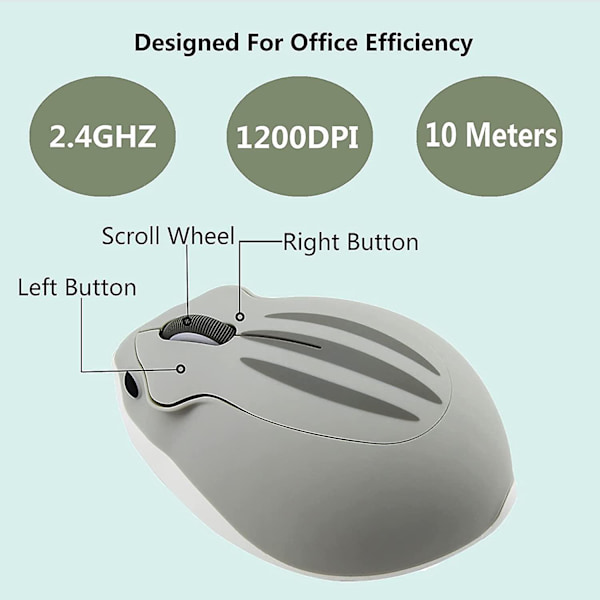 Sød hamsterformet mini lydløs ergonomisk design lille bærbar