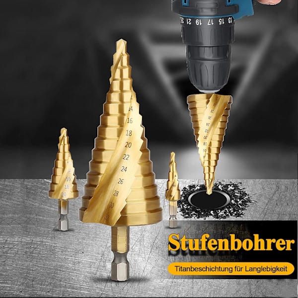 Trin Drill Bit 4 til 20 mm, HSS Konisk Drill Bit til Metal, Træ, Plast