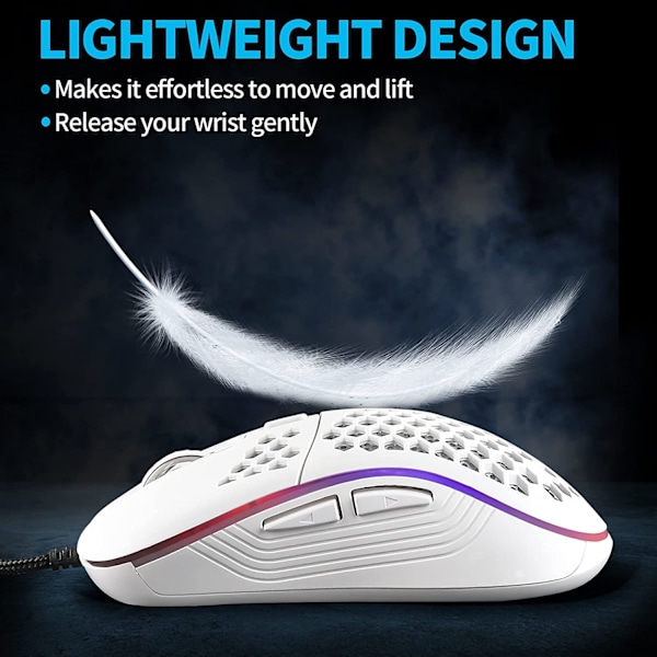 Honeycomb Wired Gaming Mouse, RGB-baggrundsbelysning og 7200 Justerbar