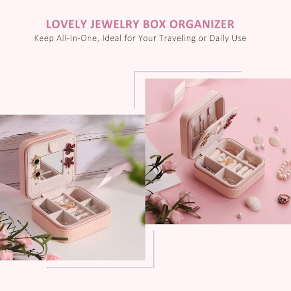 Pink Mini Rejse Smykkeæske Organizer Smykkeæske Display Stora