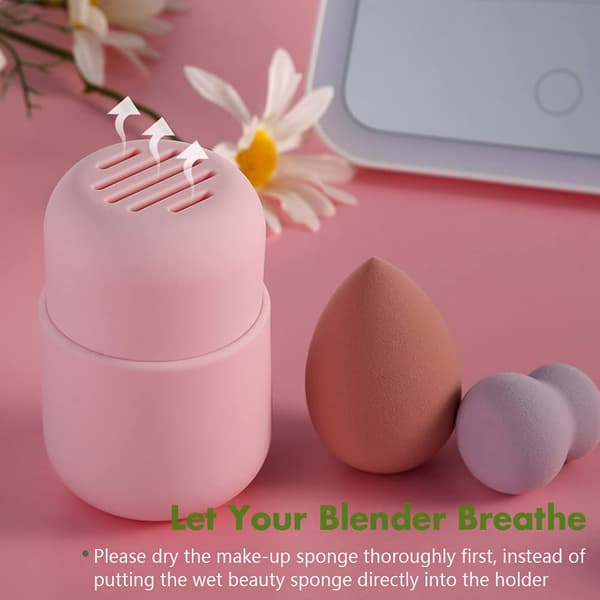 Makeup svamphållare, (BLENDER INGÅR EJ) - Rosa-Kosmetisk blandning