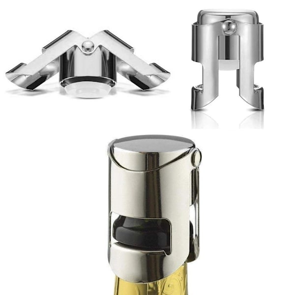 3-pak Champagne Sealer Stopper, Rustfrit Stål Mousserende Vin B