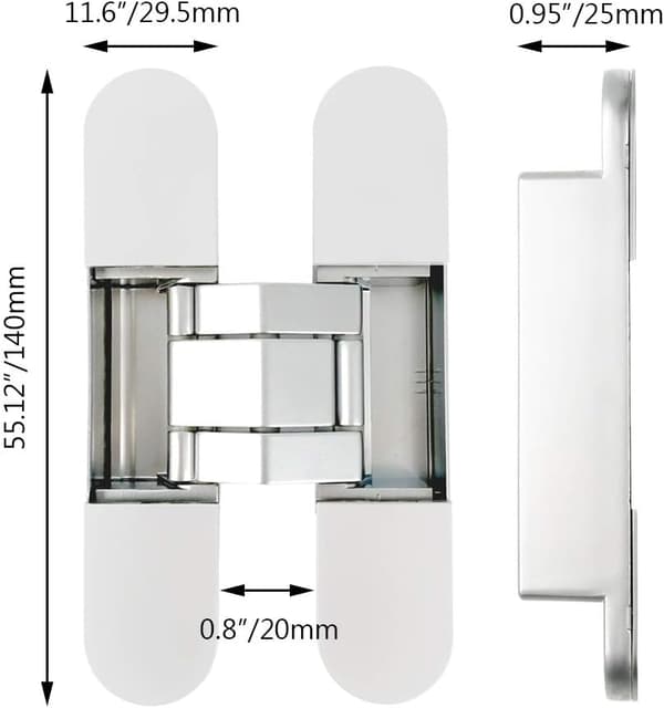 Usynlige hengsler - Sølv - 1 par