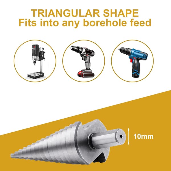 Stegad borr, 4-32 mm stegmetallskärare triangulär konisk titan HSS, triangulär skaft, stegmetallborr för skruvdragare