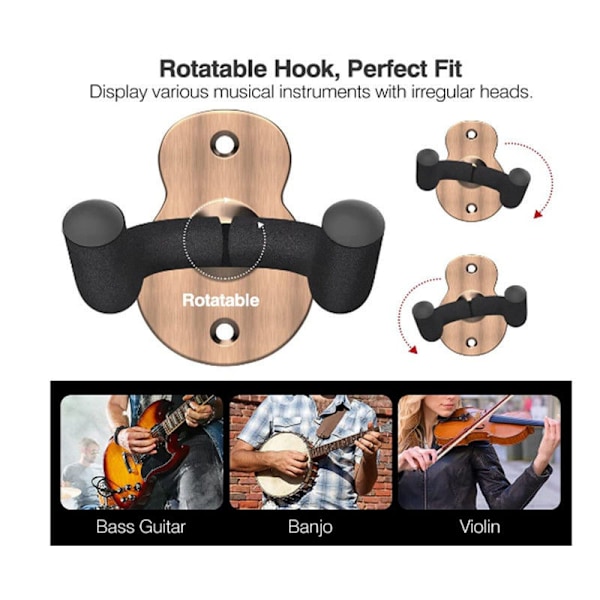 3-pack gitarrväggfäste, metallgitarrhängare, gitarrformad