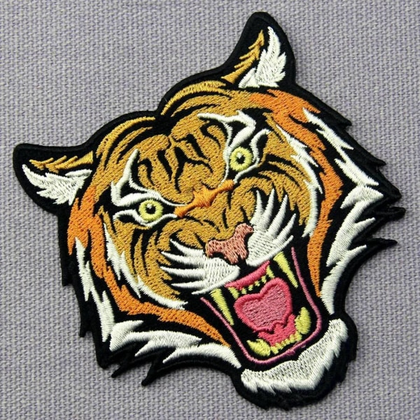 Brølende Bengal Stribet Tiger Broderet Badge Iron On Sy On Pa
