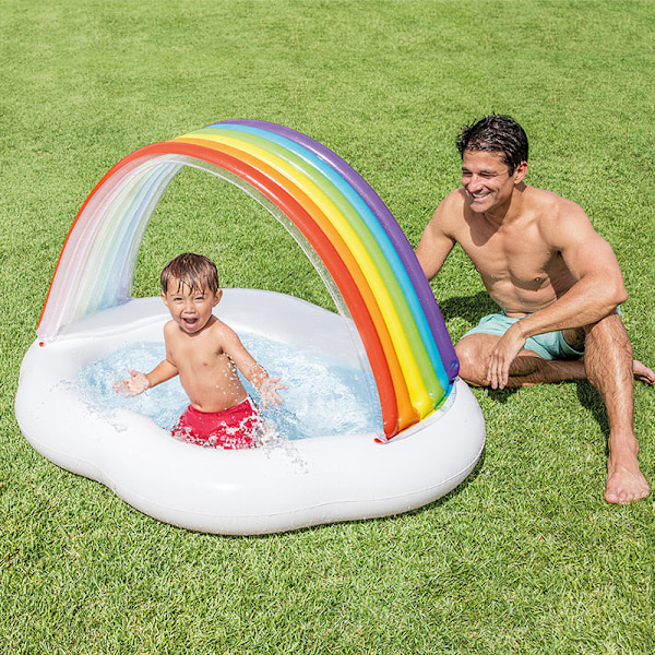 1,42m*1,19m*84cm Regnbue Sky Inflatable Baby Pool, til alderen 1-