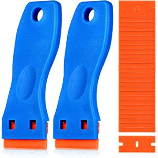 Plastskrape for barberblad, 2 stk. skrapeverktøy med 10 stk. plastblader