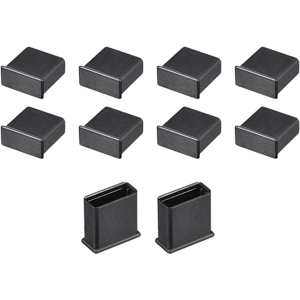 10st Silikon USB-skydd Dammskydd 13mmx5mm för USB 2.0 Svart