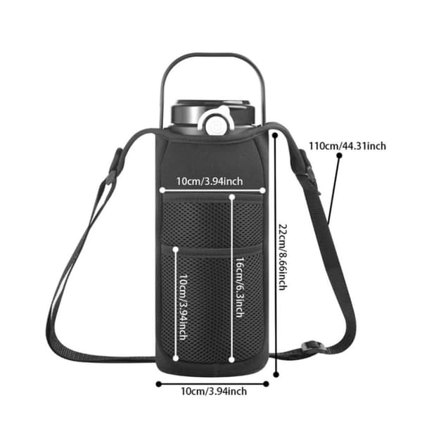 Termosfodral, crossbody-stil, svart, 10x22cm