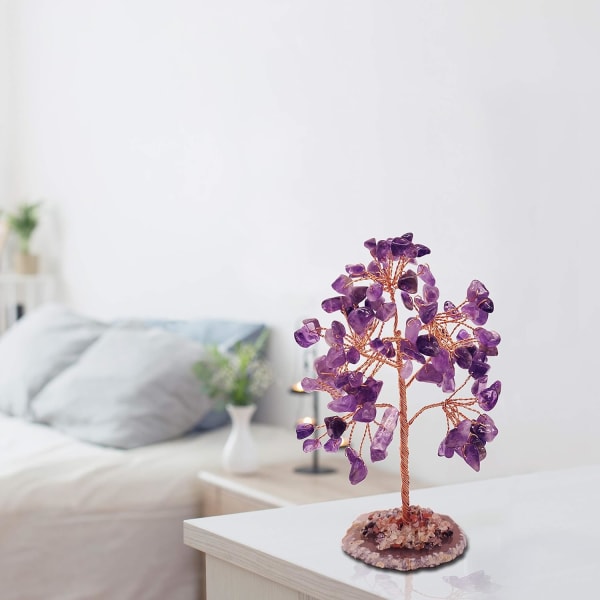 Lila Kristall Pengar Träd för Chakra Healing Feng Shui Fortune Go