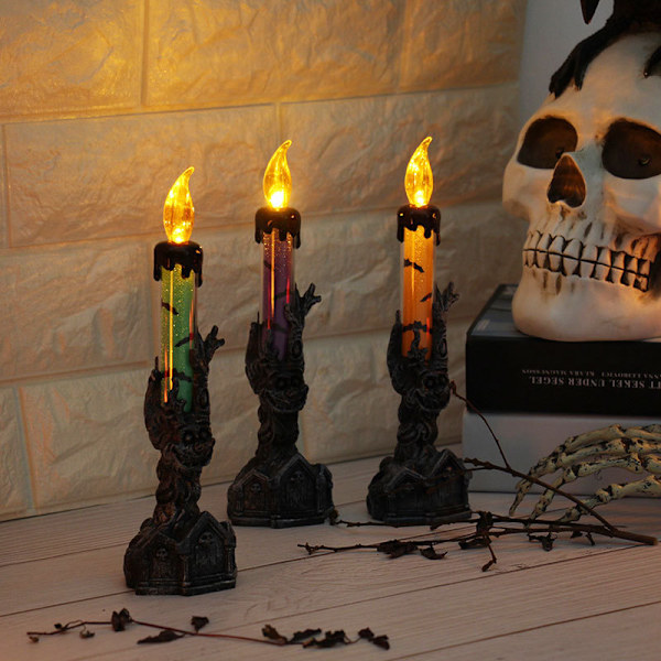 3 stk Halloween dekorative blinkende stearinlys LED for hjemmet