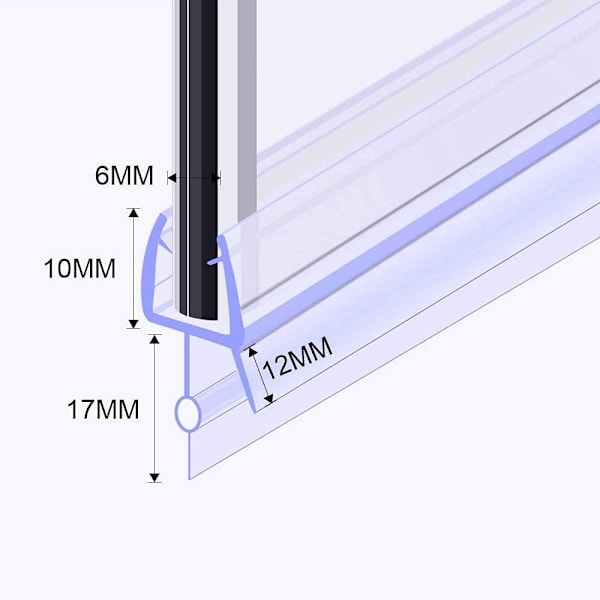 70CM 2-pack duschdörrstätning i ett stycke för 4-6 mm glas, vikbar duschväggstätning