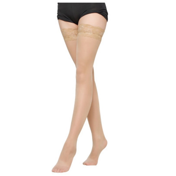 4 par spetslårhöga strumpor Strumpbyxor Silkesstrumpor, Hold-Up kompressionsstrumpor, Sheer Mid-Thigh Strumpor med spetskant - En storlek