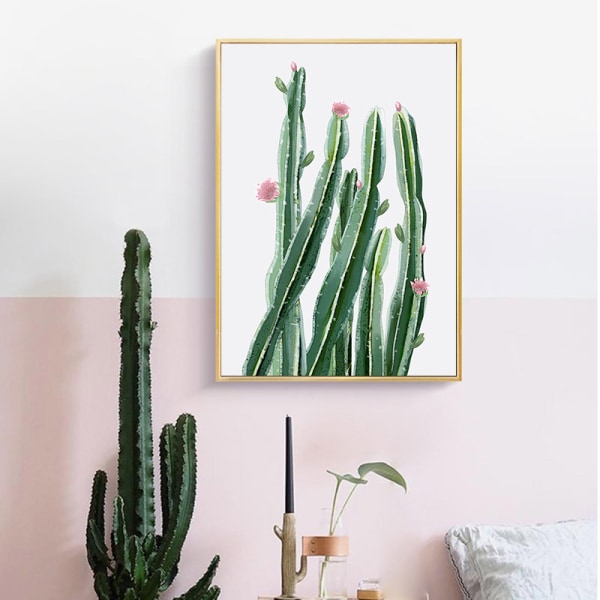 Olohuoneen koristemaalaus - 30*40*3 - Vihreä kasvi - Kaktus,