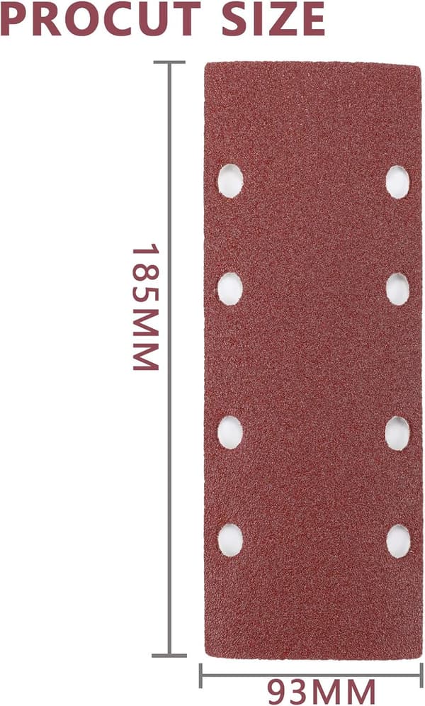 40-pak Orbital Sander Sanding Sheets 93 x 185 mm, 8 hull, 60/80