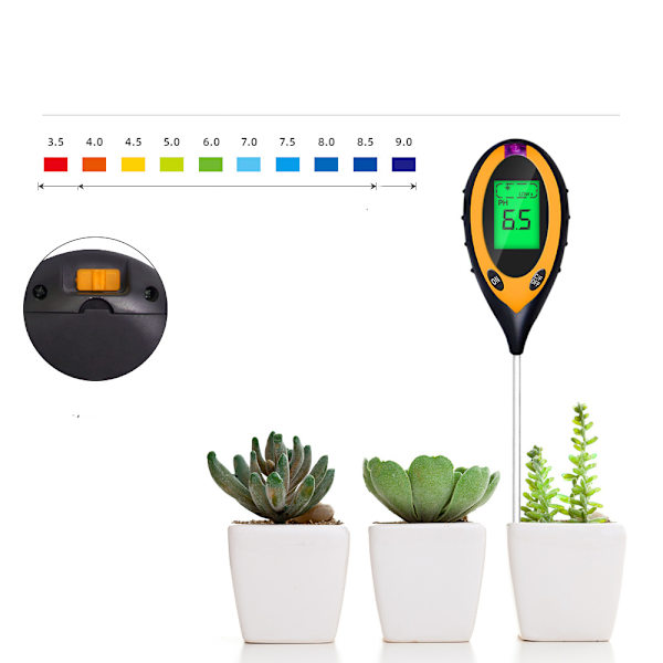1 stk. Jordtester, Tester med PH/Temperatur/Fugtighed/Lys/Rum