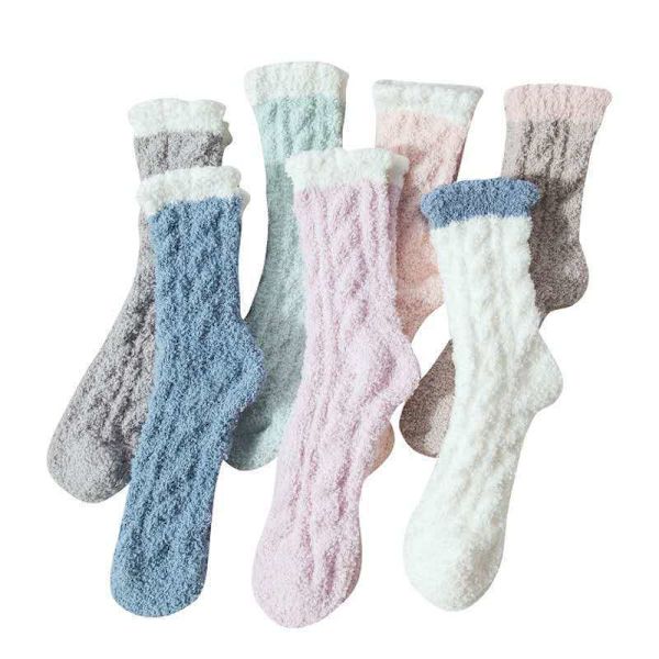 5-pack Varma och Fluffiga Sovsstrumpor för Kvinnor, Bekväma Mid-Calf Vinterstrumpor