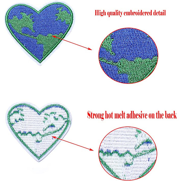 Hjerte-patches (pakke med 5, blå), broderede stryge-/sy-på-patches
