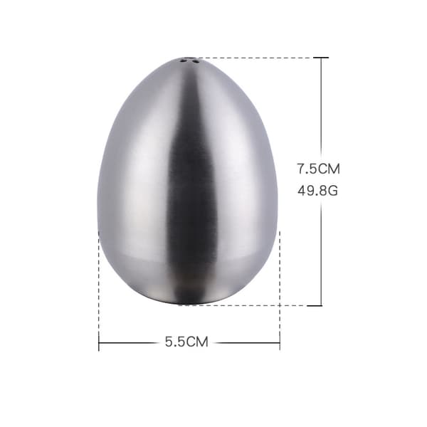 Sett med 2 rustfrie krydderkrukker Pepper Shaker Salt Shaker Eggformet (3 hull)