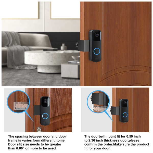 Blink Video Doorbell Montering Clip - Ingen boring - Justerbar Bl