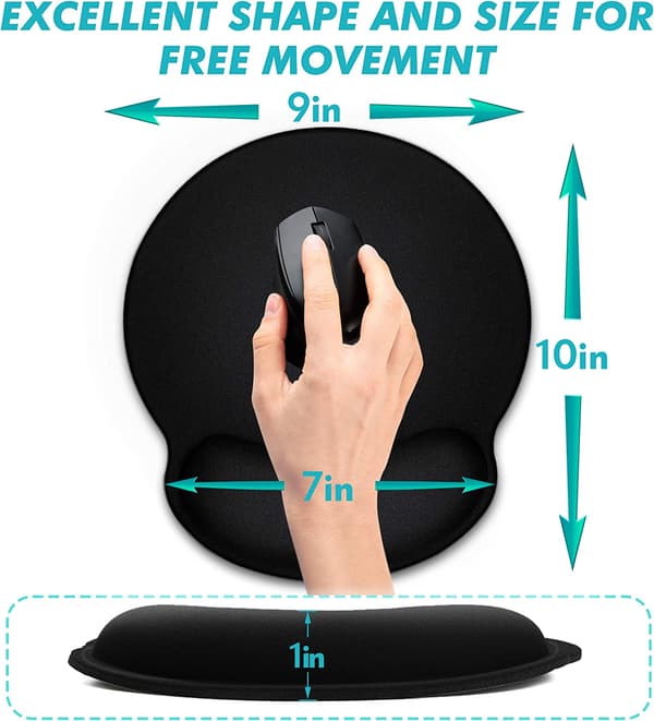 Ergonomisk musematte 3-pakning med håndleddstøtte, rund spill