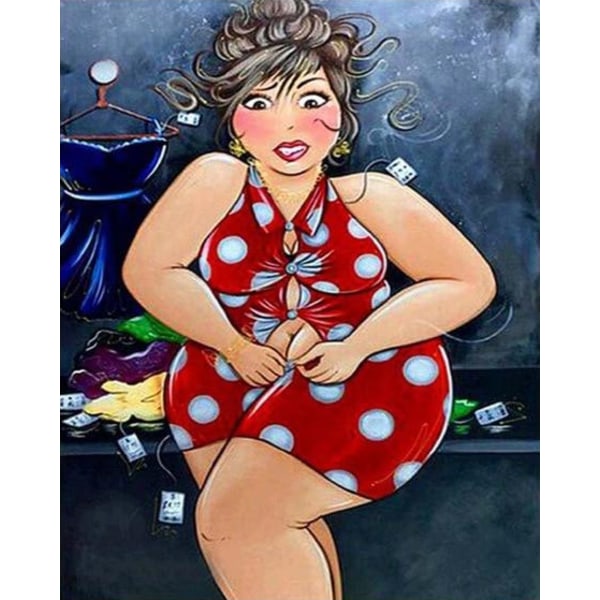 30x40cm, fat woman 5d diamond painted rhinestone embroidery canva