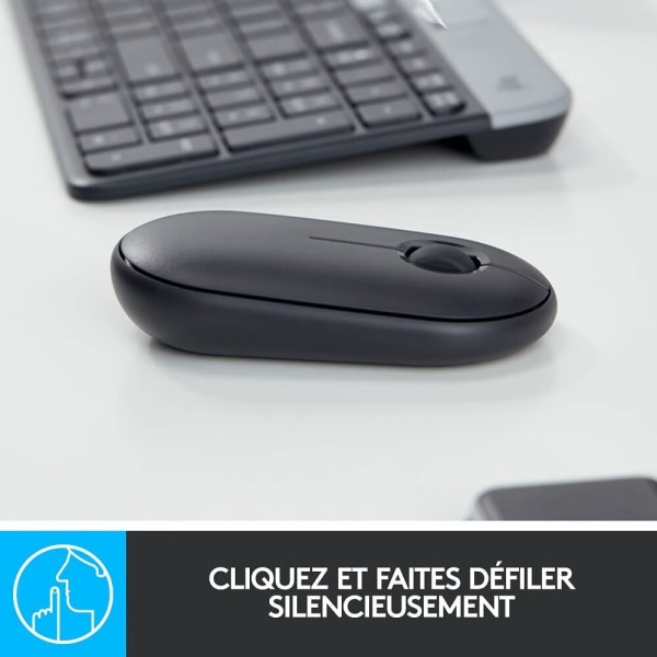 Svart trådlös mus med Bluetooth eller 2,4 GHz-mottagare, tyst