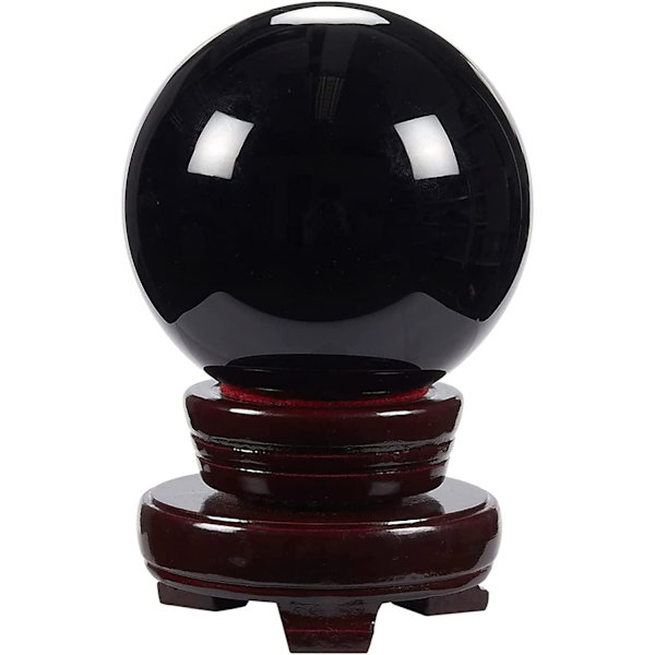 Liten svart obsidiankula, dekorativ kristallkula (80 mm / 3,15 tum)
