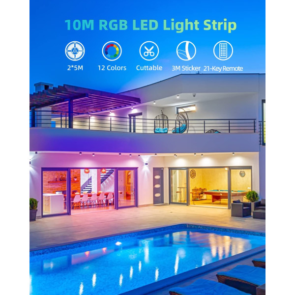 Led Strip-lys Nettdrevet, 10M fargeskiftende LED-lys m fc7f | Fyndiq